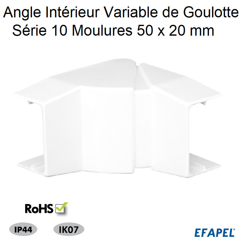 Angle Intérieur variable pour goulotte série 10 Moulures 50x20 10502ABR