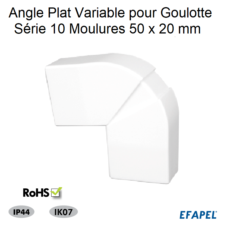 Angle Plat Variable pour Goulotte Série 10 Moulure - 50x20
