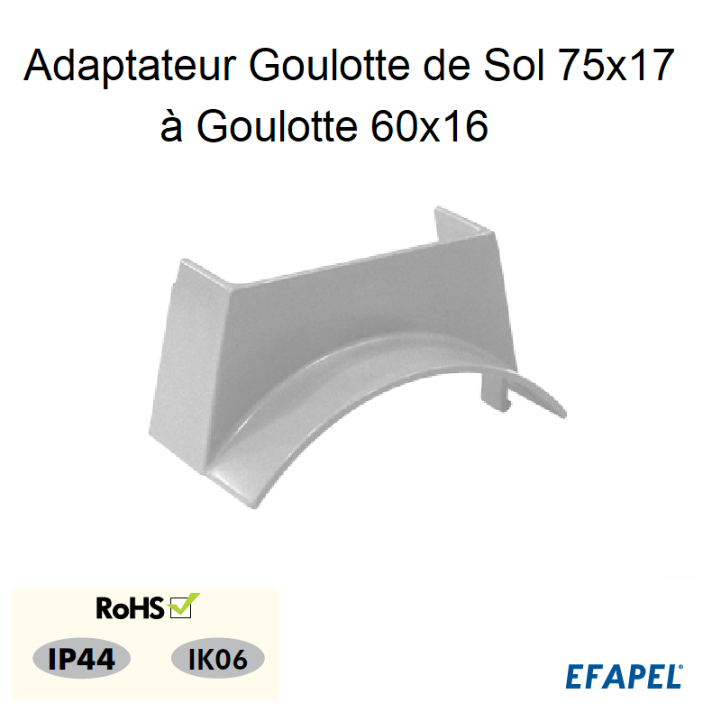 Adaptateur Goulotte Sol 75x17 à Goulotte 60x16