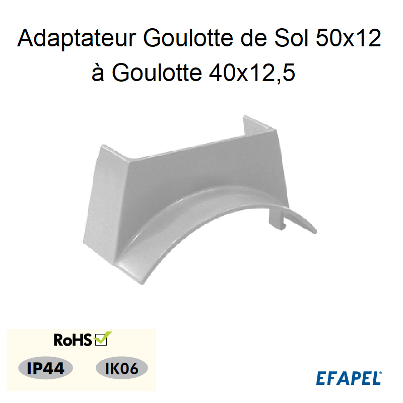 Adaptateur Goulotte Sol 50x12 à Goulotte 40x12,5
