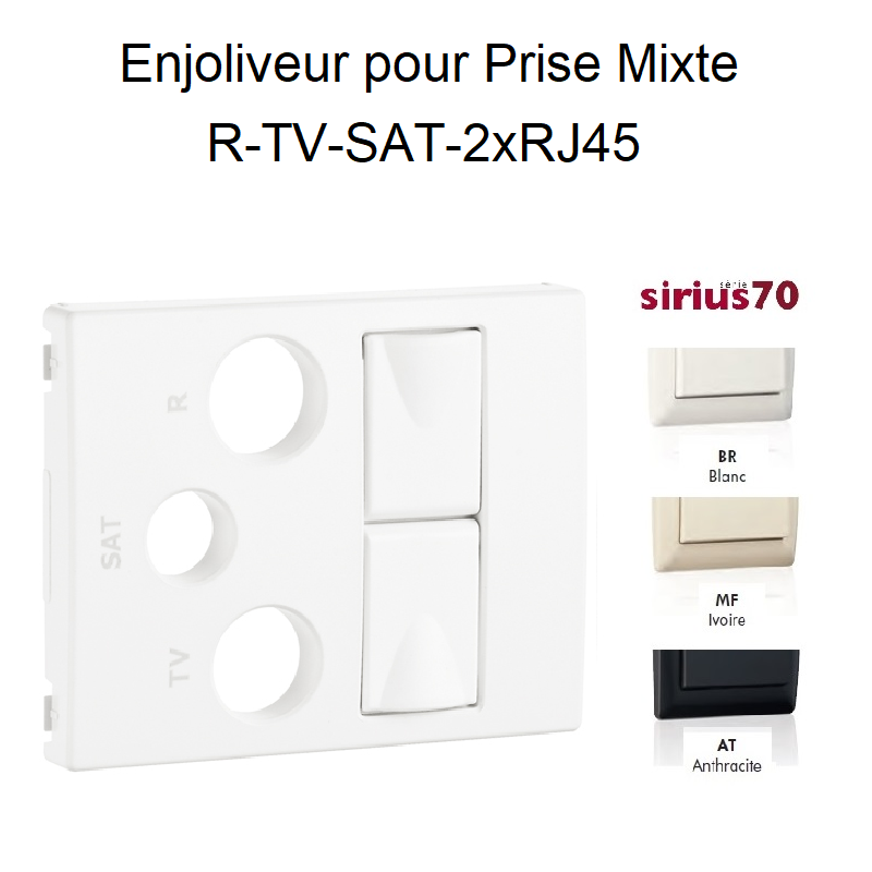 Enjoliveur pour Prise Mixte R-TV-SAT-2xRJ45 Sirius 70