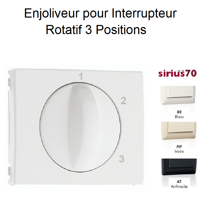 Enjoliveur pour interrupteur rotatif 3 positions Sirius70765T