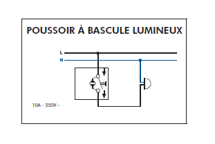 Schéma montage Bouton poussoir à bascule lumineux EFAPEL série 3700