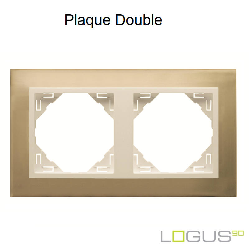 Plaque Double metallo logus90 efapel 90920TOP Or Perle