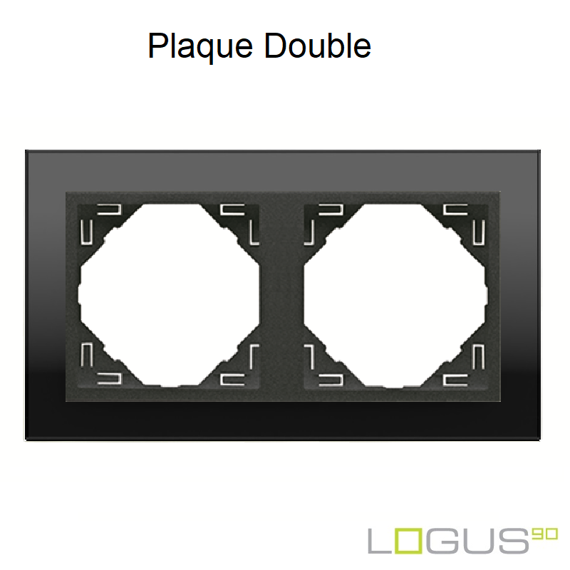 Plaque Double crystal logus90 efapel 90920TES Cristal Noir Gris