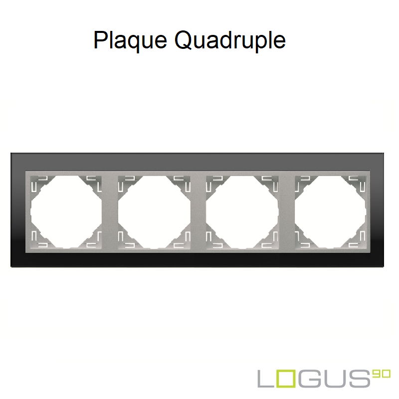 Plaque Quadruple crystal logus90 efapel 90940TEA Cristal Noir Alumine