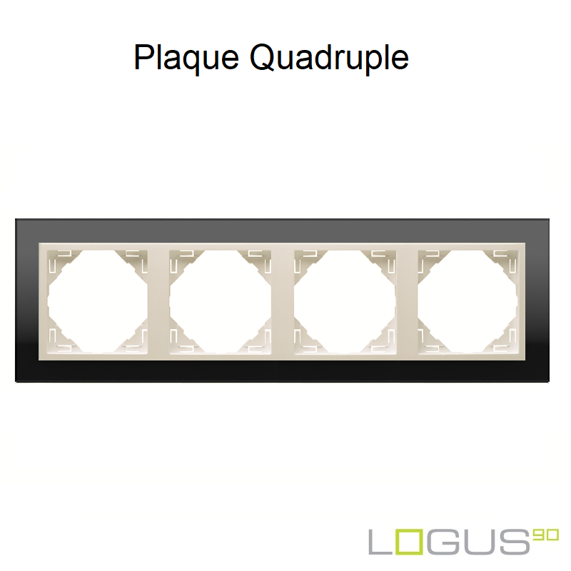 Plaque Quadruple crystal logus90 efapel 90940TEG Cristal Noir Glace