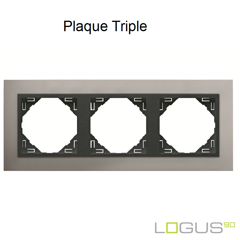 Plaque triple metallo logus90 efapel 90930TUS Alumine Gris