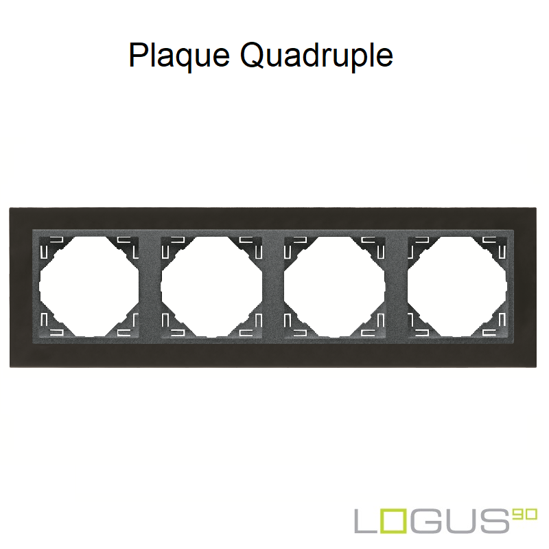 Plaque Quadruple metallo logus90 efapel 90940TQS Nickel Gris