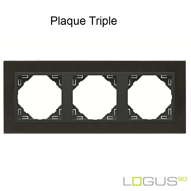 Plaque triple metallo logus90 efapel 90930TQS Nickel Gris