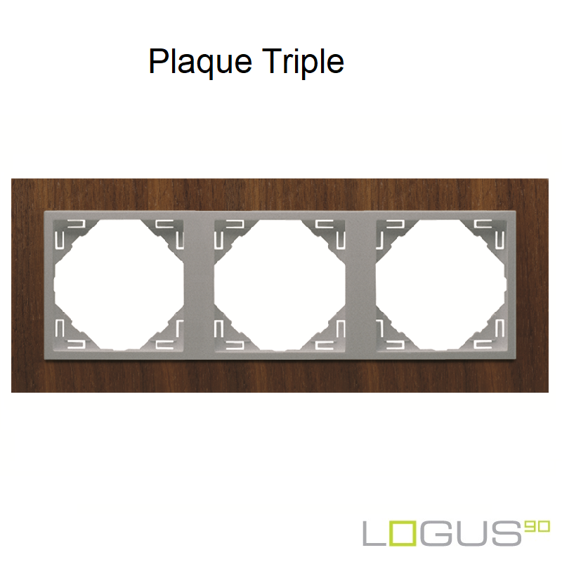 Plaque triple arbore logus90 efapel 90930TNA Noyer Alumine