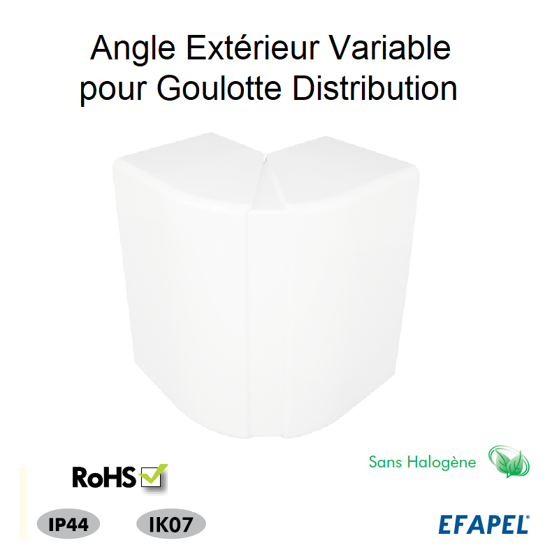 Angle Extérieur Variable pour goulotte 110x50 Sans halogène