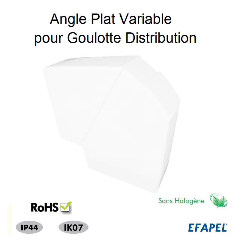 Angle Plat Variable pour Goulotte distribution 90x50 Sans Halogène