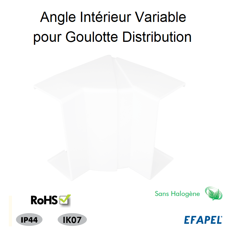 Angle Intérieur Variable pour Goulotte distribution 90x50 Sans Halogène