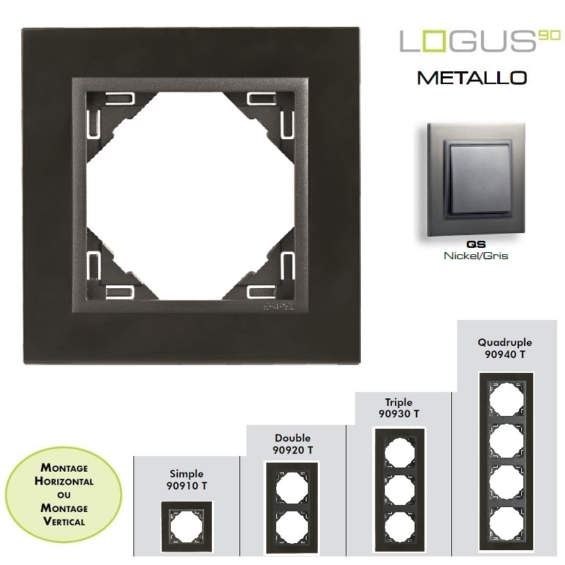 Plaque LOGUS90 METALLO - Nickel/Gris