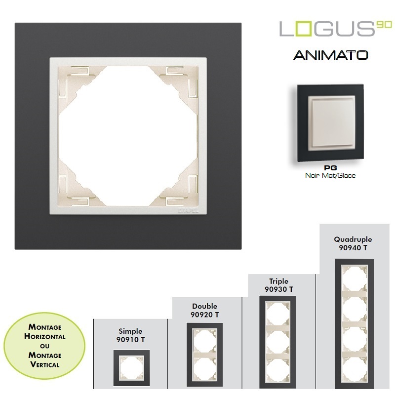 Plaque Animato Noir MAT/Glace LOGUS90