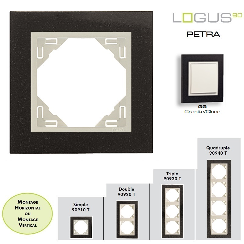 Plaque PETRA Logus 90 - GRANITE/GLACE