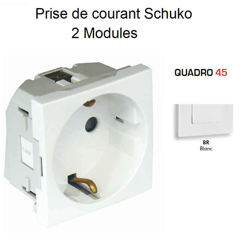Prise de courant schuko 2 modules Quadro 45126SBR Blanc