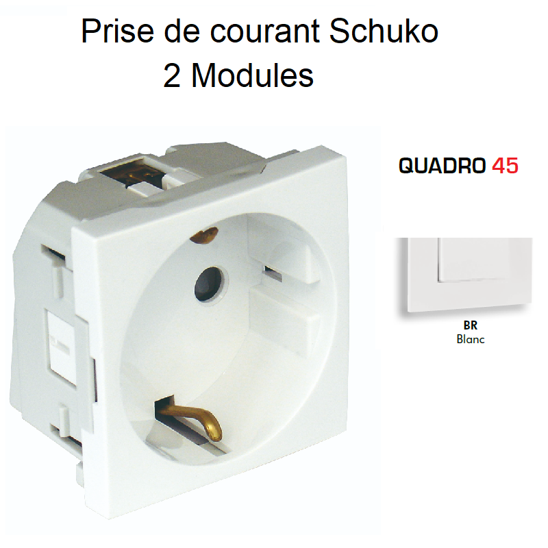 Prise de courant Schuko Connexion par vis - 2 Modules Q45