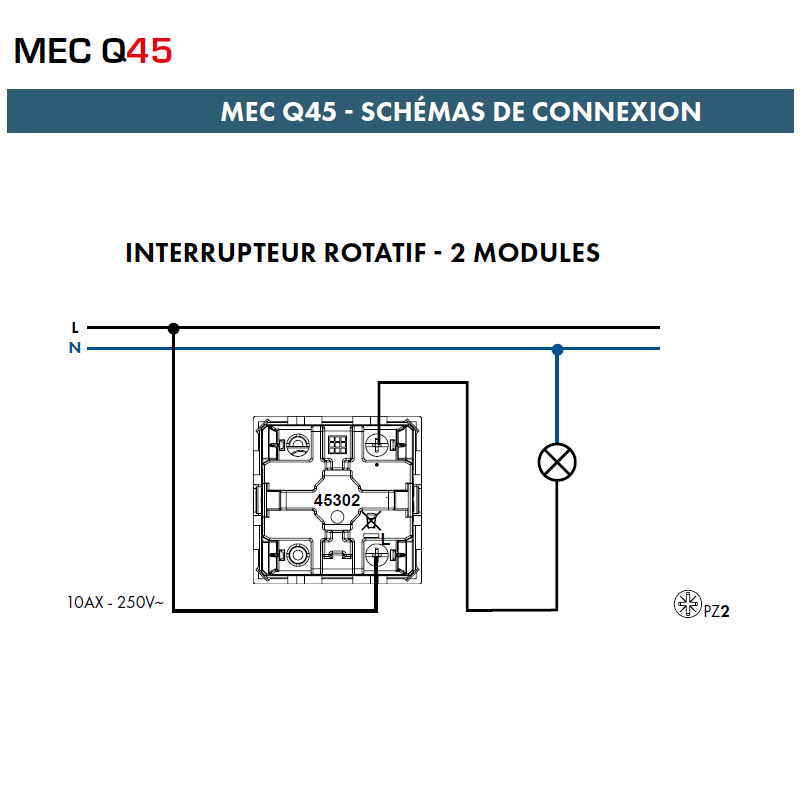 Interrupteur rotatif 2 modules Quadro 45302S-1