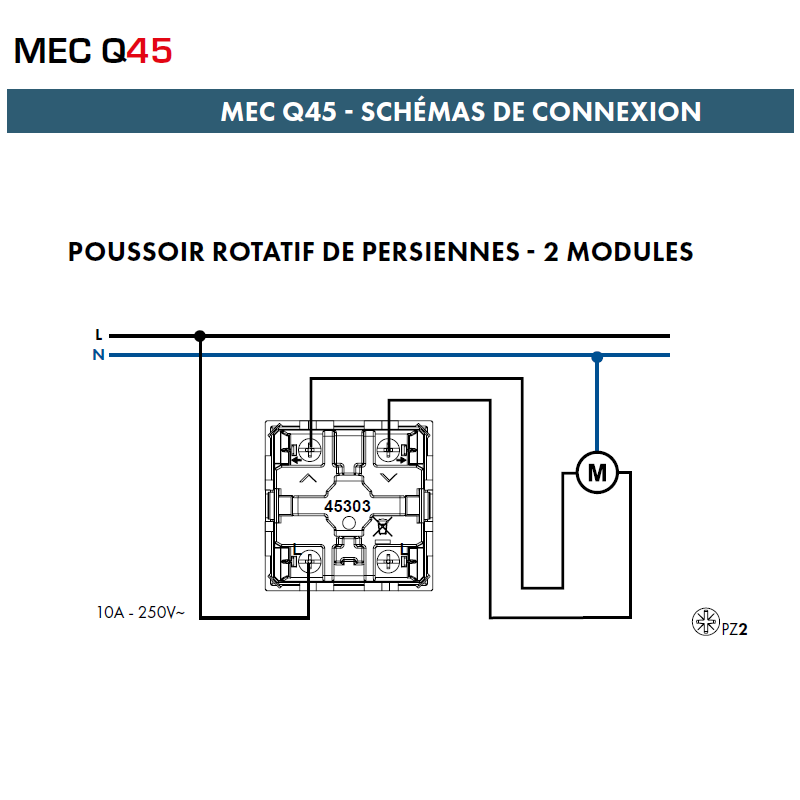 Poussoir Rotatif de Persienne - 2 Modules Quadro 45303S-1