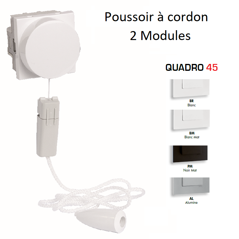 Poussoir avec cordon - 2 Modules Quadro 45090S