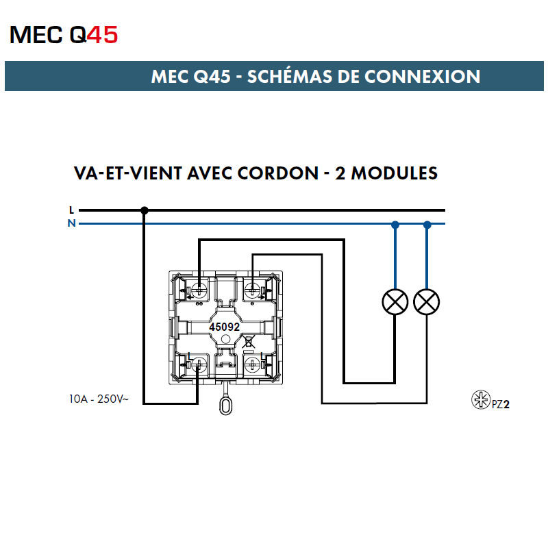 Va-et-Vient avec cordon - 2 Modules Quadro 45092S-1