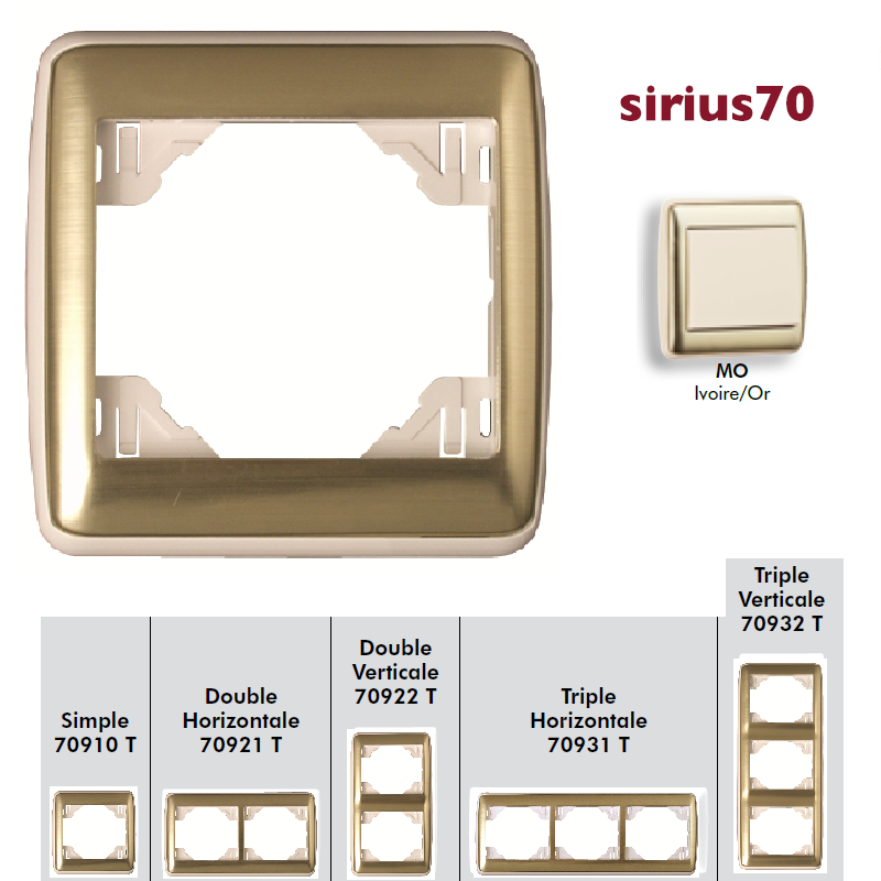 Plaque simple ou multiple sirius 70 TMO Ivoire Or