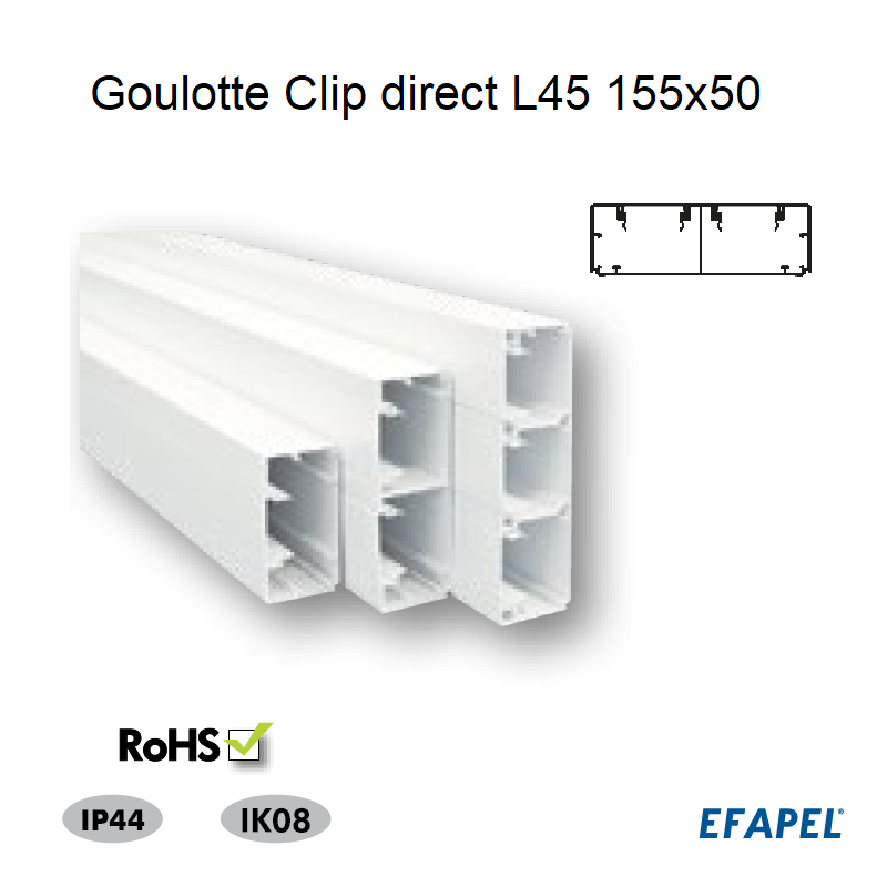Goulotte de Distribution Clip Direct L45 155x50mm - Longueur 2,00m