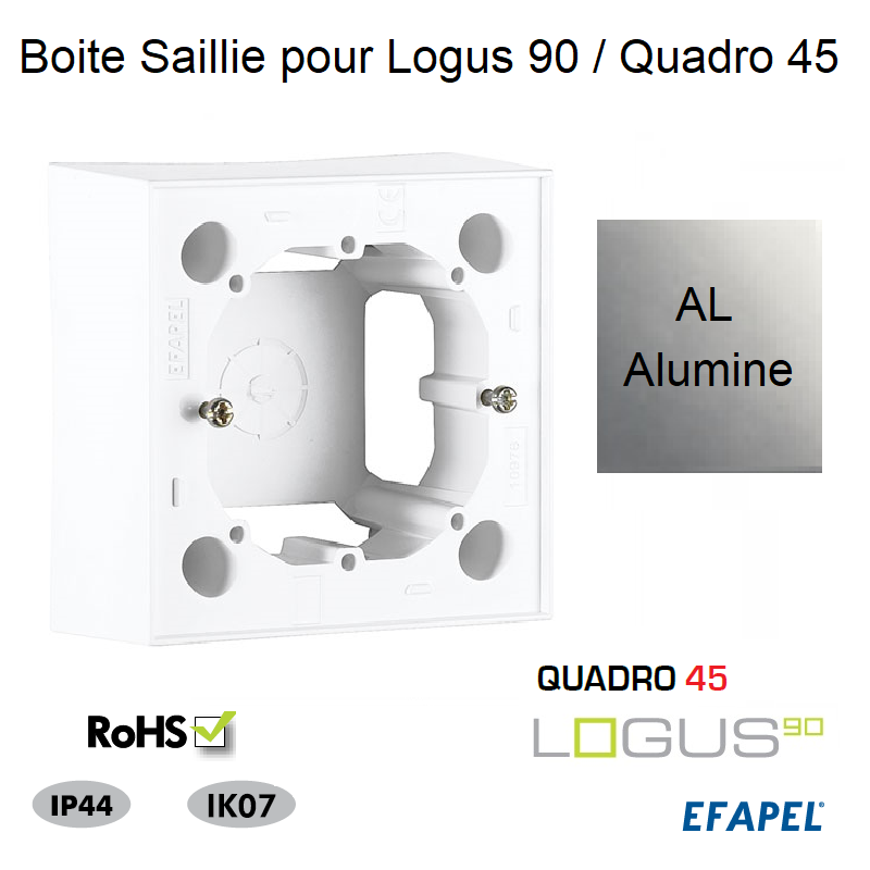 Boite Saillie pour Logus90 ou série Quadro 45 pour goulotte série 10 Moulures 10976AAL