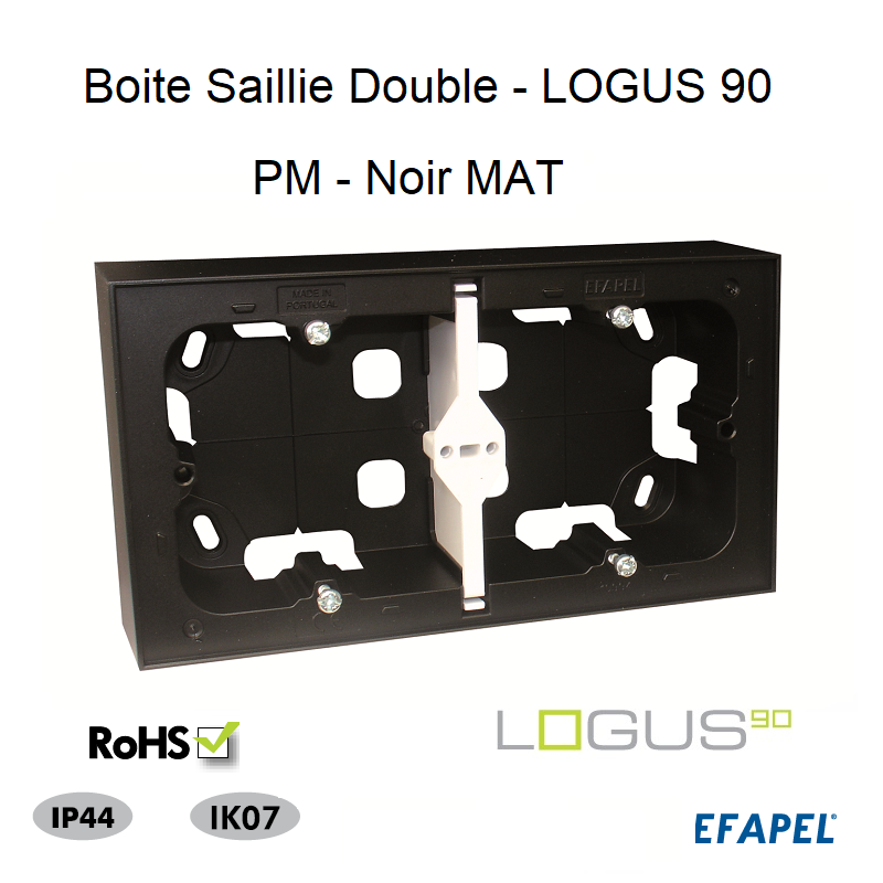 Boite Saillie Double pour Série Logus 90 - NOIR MAT