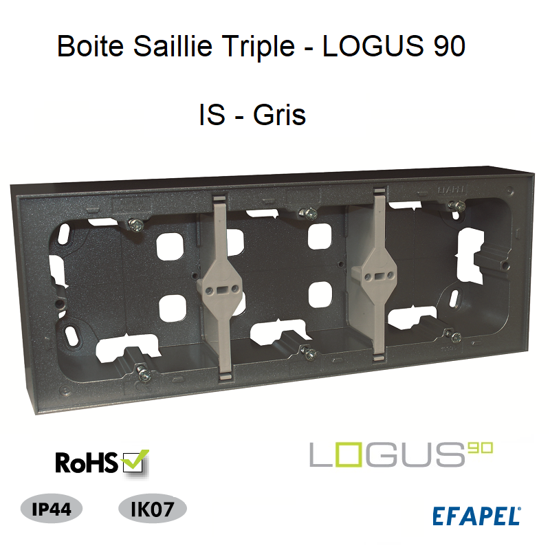 Boite Saillie Triple pour série Logus 90 - GRIS