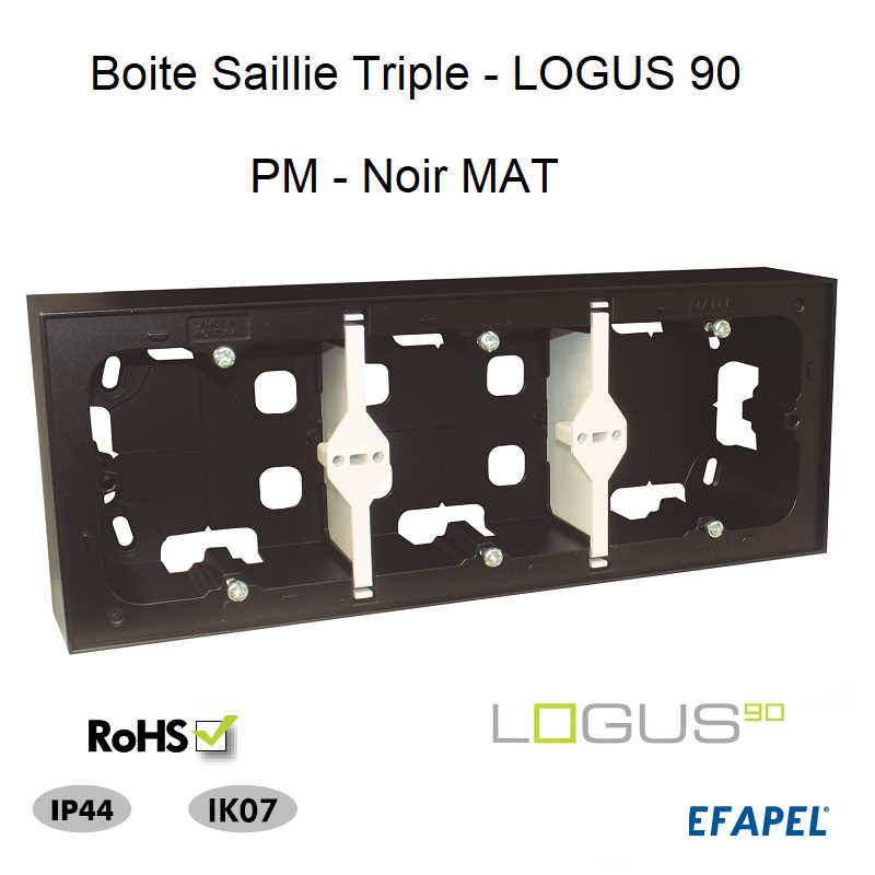 Boite Saillie Triple pour série Logus 90 - NOIR MAT