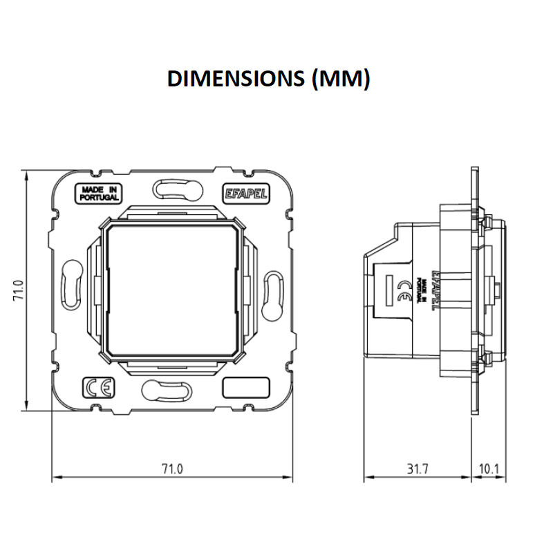 Mécanisme voyant led mec 21361 dimensions