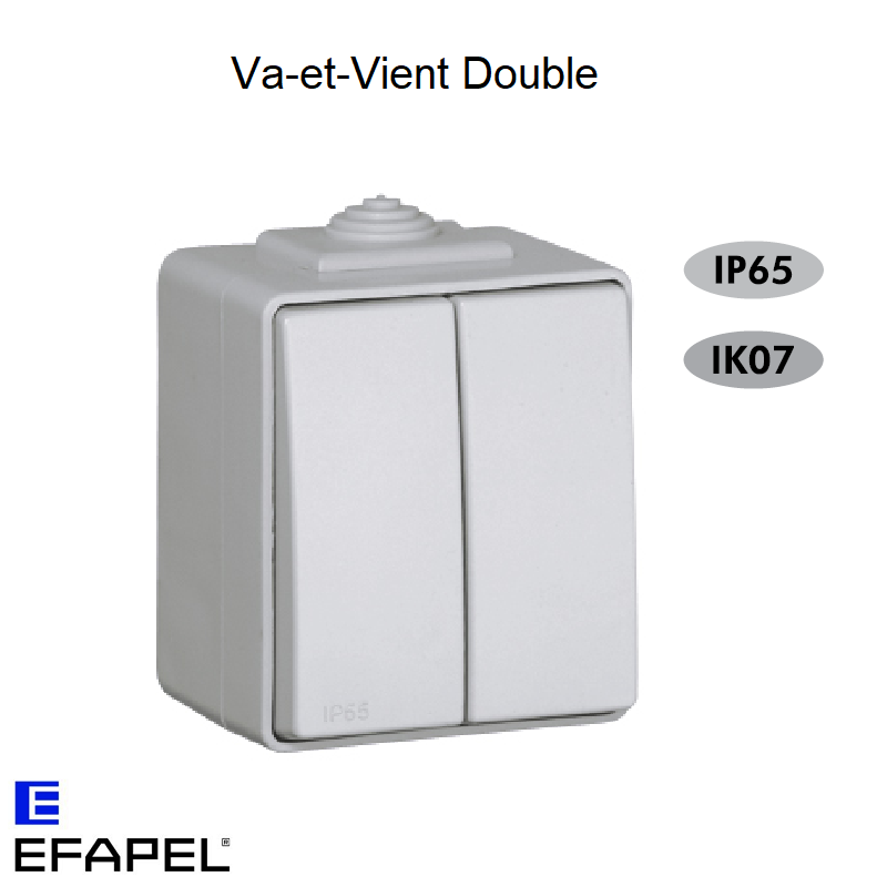 Interrupteur Va-et-Vient Double IP65 Gris ou Blanc
