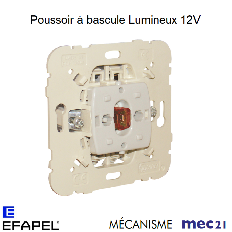 Mécanisme poussoir à bascule lumineux 12V mec 21162