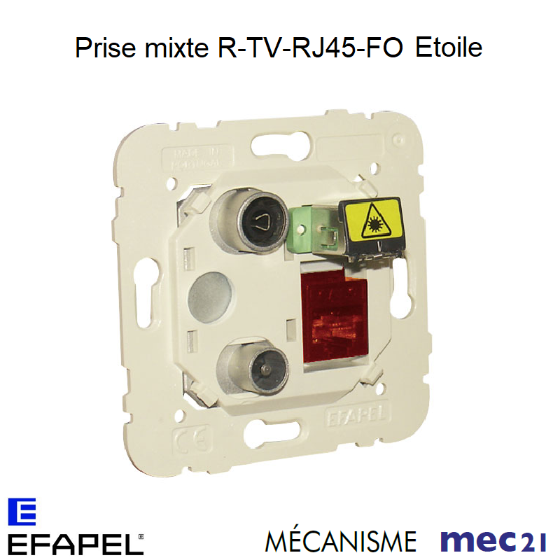 Mécanisme de Prise Mixte R-TV-RJ45 Cat.6UTP-FO SC APC Etoile