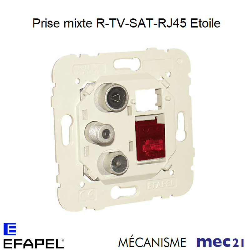Mécanisme Prise R-TV-SAT-RJ45 Cat. 6UTP Etoile