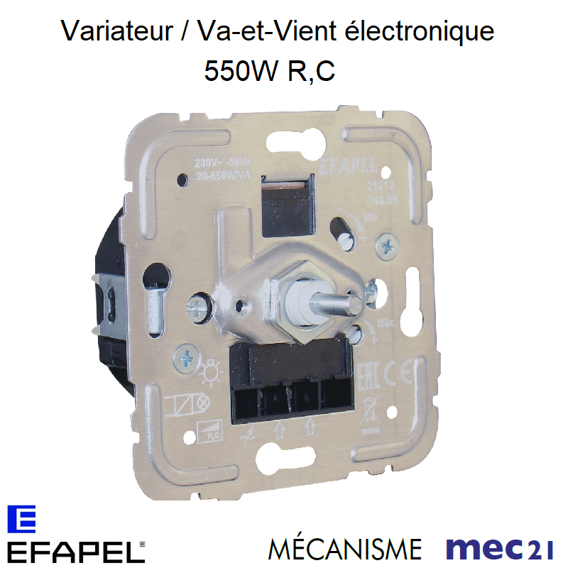 Mécanisme variateur va-et-vient électronique 550W R,C mec 21213
