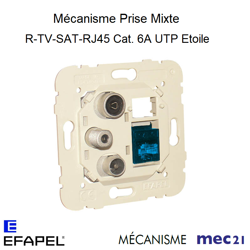 Mécanisme Prise R-TV-SAT-RJ45 Cat. 6A UTP étoile