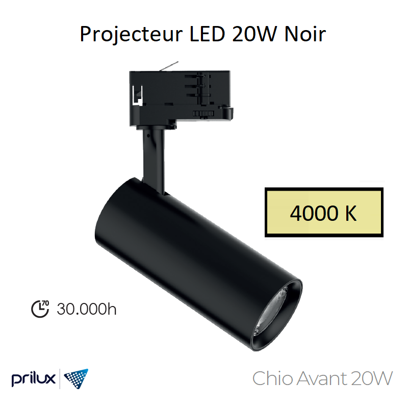 Projecteur LED Chio Avant 20W Noir - 4000 kelvin