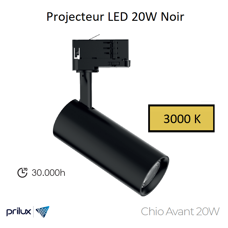 Projecteur LED Chio Avant 20W Noir - 3000 kelvin