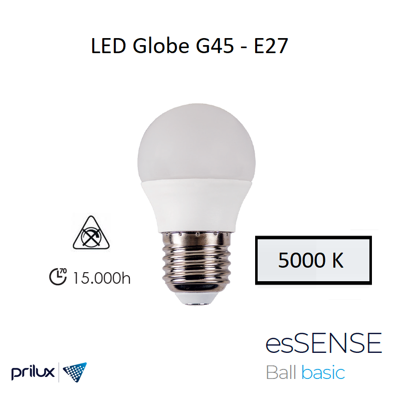 Ampoule LED G45 5W E27 - 5000 kelvin