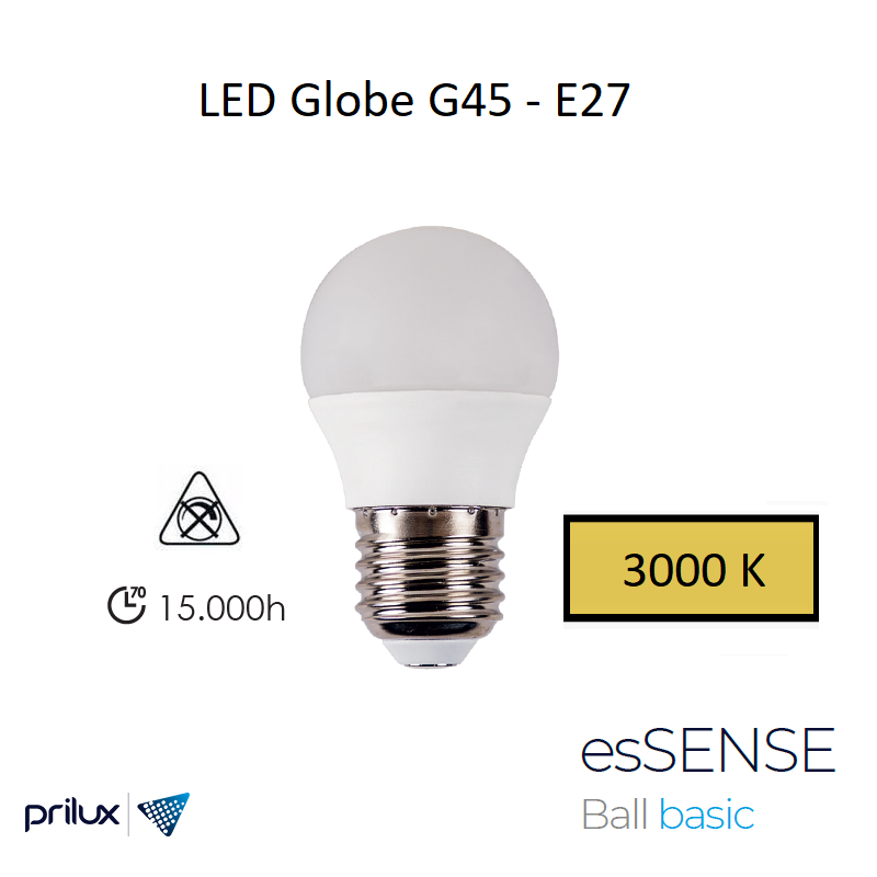 Ampoule LED G45 5W E27 - 3000 kelvin