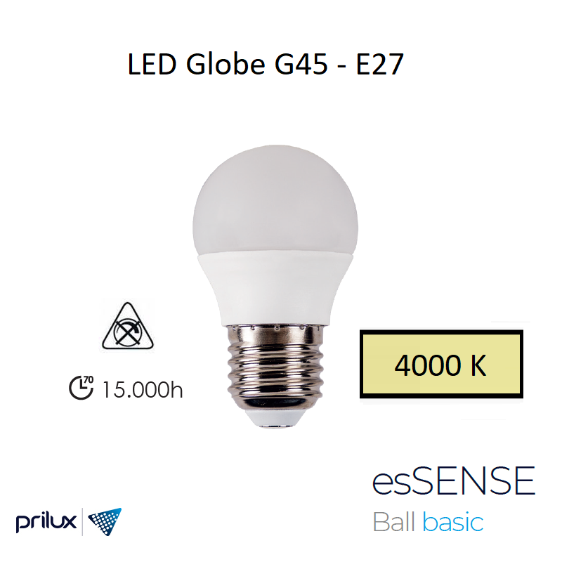 Ampoule LED G45 5W E27 - 4000 kelvin