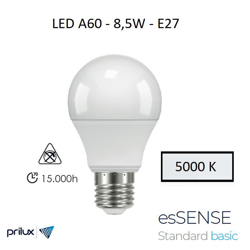 Ampoule LED A60 8,5W E27 - 5000 kelvin