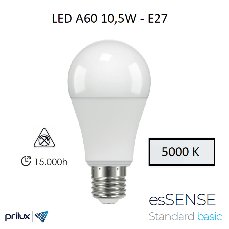 Ampoule LED A60 10,5W E27 - 5000 kelvin