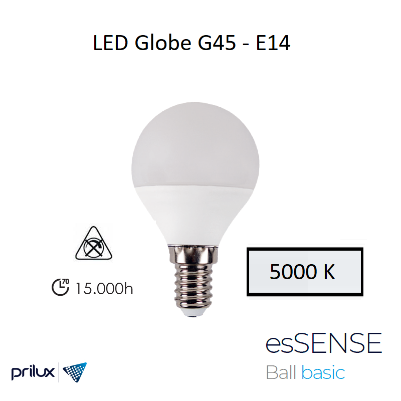 Ampoule LED G45 5W E14 - 5000 kelvin