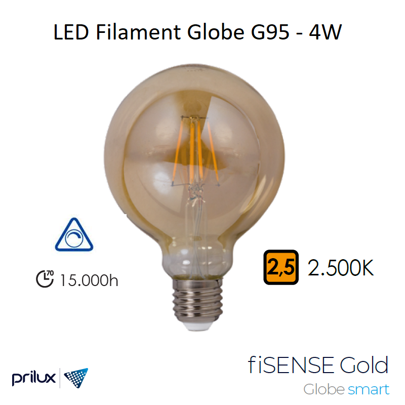 Ampoule LED Filament G95 4W E27 - 2500 kelvin