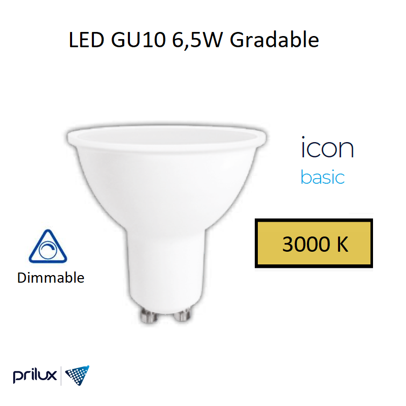 Ampoule LED GU10 6,5W Dimmable - 3000 kelvin